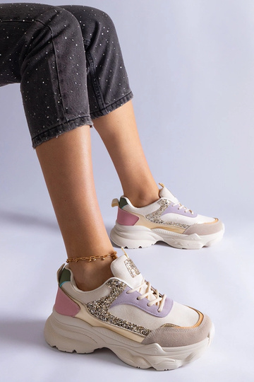 Mehrfarbige Sneakers mit Glitzereinsätzen Clorinda