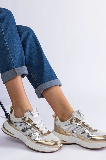 Sportliche Stoff-Sneaker mit goldenen Einsätzen Elayne