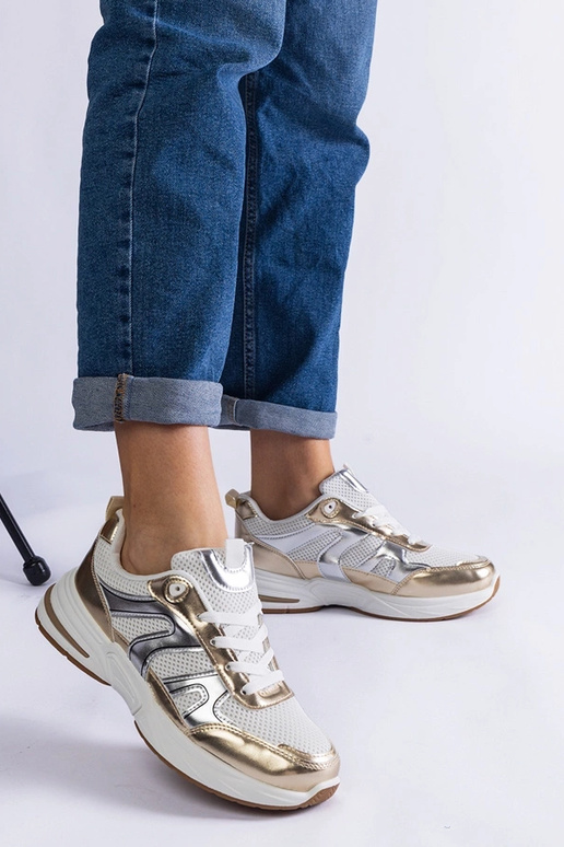 Sportliche Stoff-Sneaker mit goldenen...