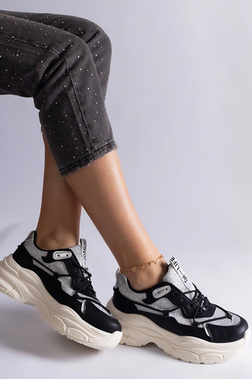 Baskets noires avec empiècements pailletés Rigel