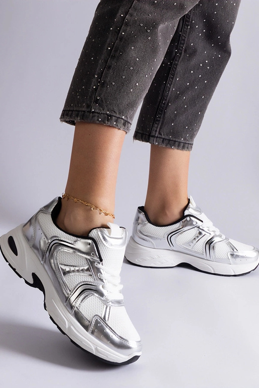 Weiße und silberne Sport-Sneakers Ena