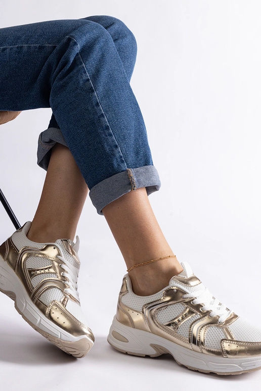 Weiße und goldene Sport-Sneakers Ena