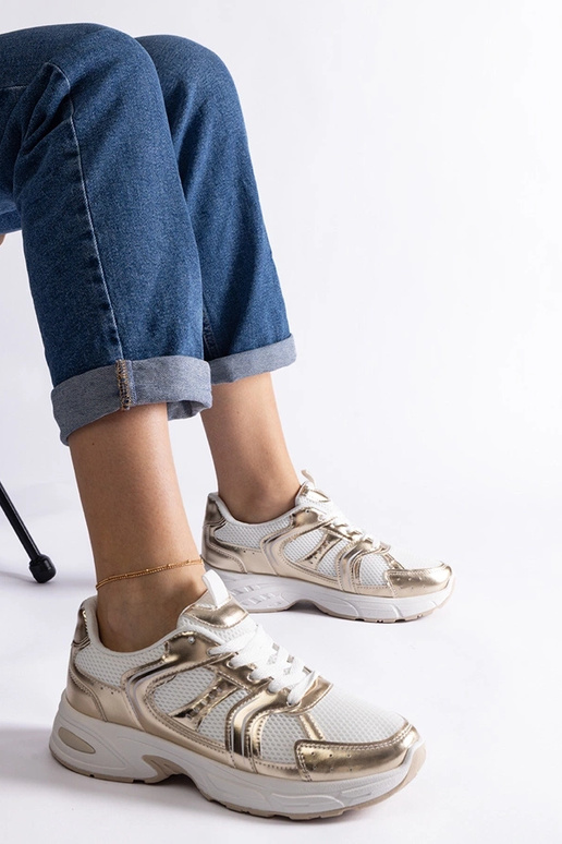 Weiße und goldene Sport-Sneakers Ena