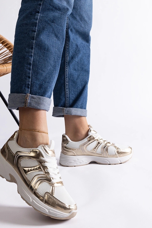 Weiße und goldene Sport-Sneakers Ena