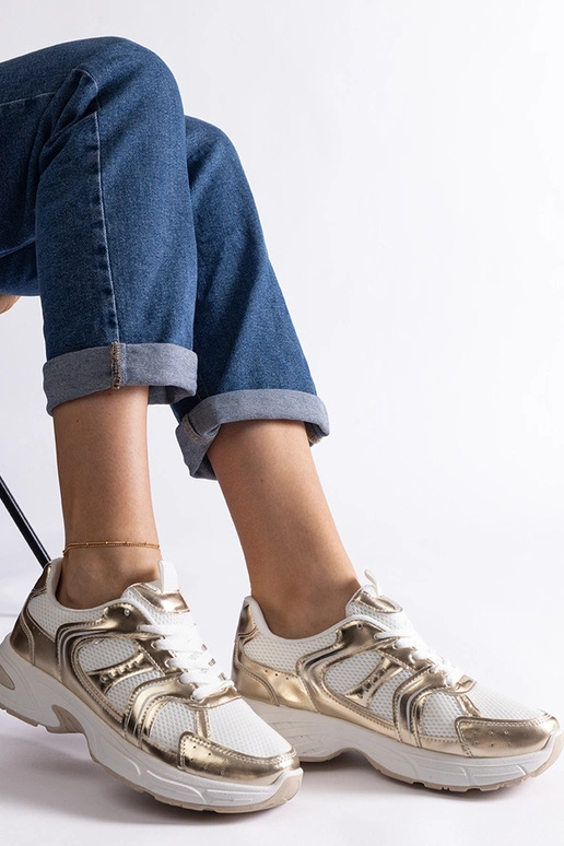 Hvide og guld Ena sportssneakers