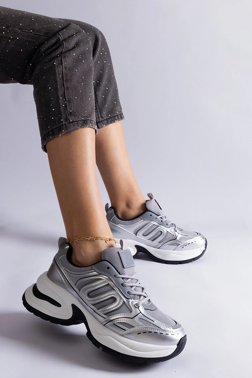 Gemre Damen silberne Sportschuhe mit...