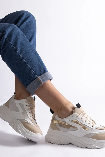 Baskets femme beige et...