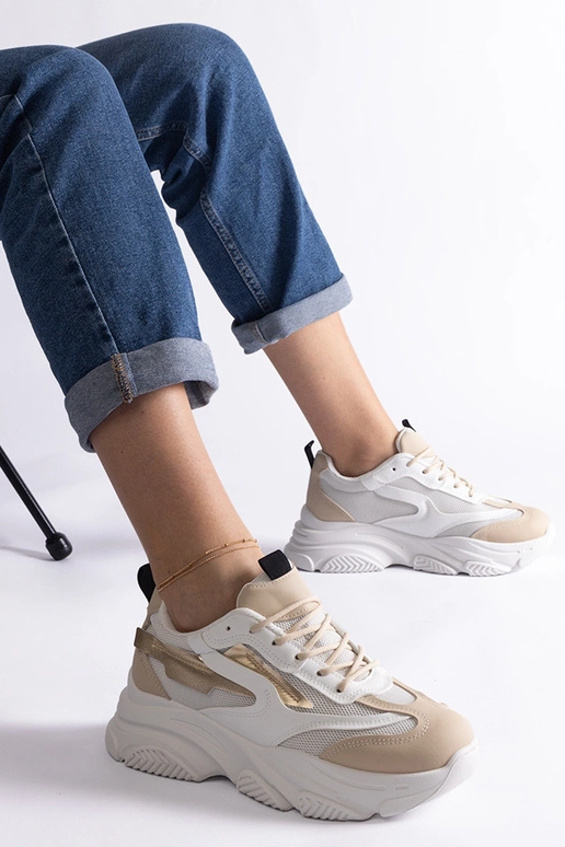Beige og guld damesneakers Milenka Beige og guld damesneakers Milenka