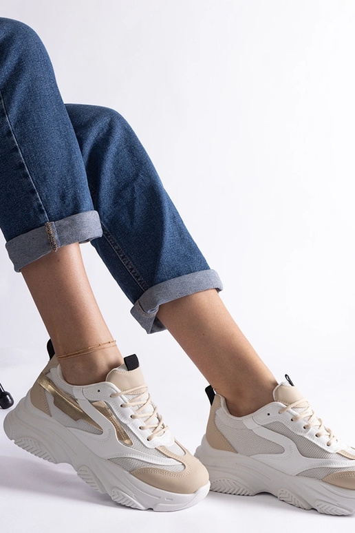 Beige og guld damesneakers Milenka Beige og guld damesneakers Milenka