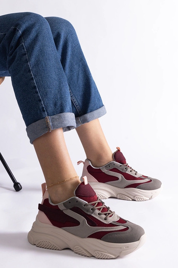 Baskets femme bordeaux et...