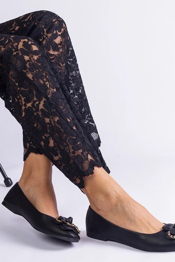 Schwarze Ballerinas mit Blumenmotiv America 2