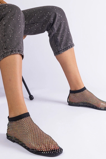 Sorte mesh sandaler med zirkoner Antalia