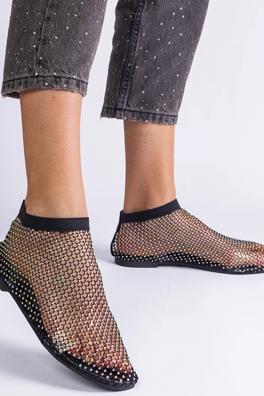 Sorte mesh sandaler med zirkoner Antalia