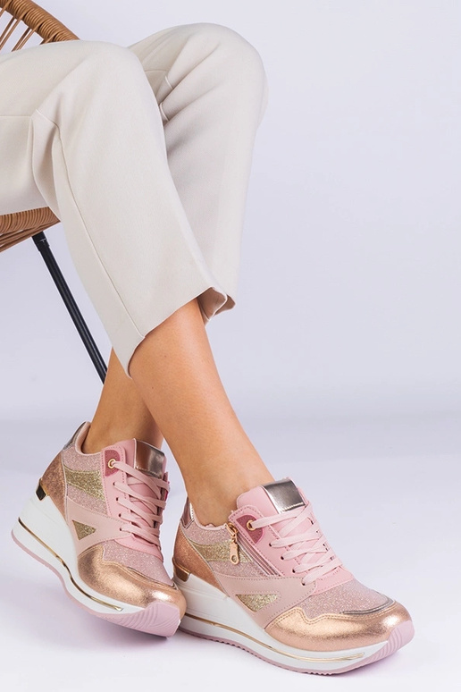Rosa Plateau-Sportsneaker mit...