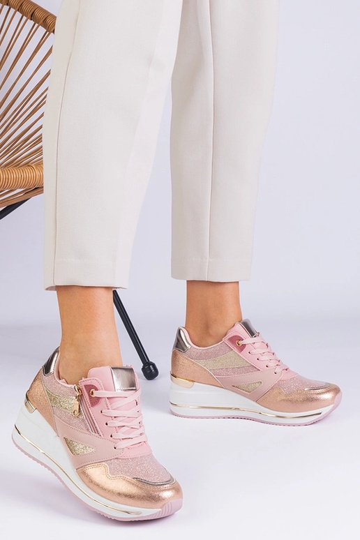 Rosa Plateau-Sportsneaker mit...