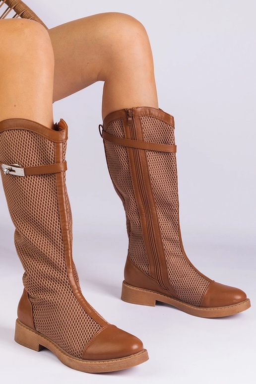 Braune Mesh-Stiefel Torento