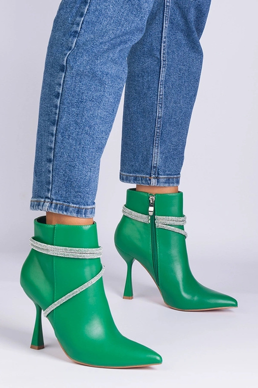 Grüne Stiefeletten mit hohem Absatz,... Grüne Stiefeletten mit hohem Absatz,...