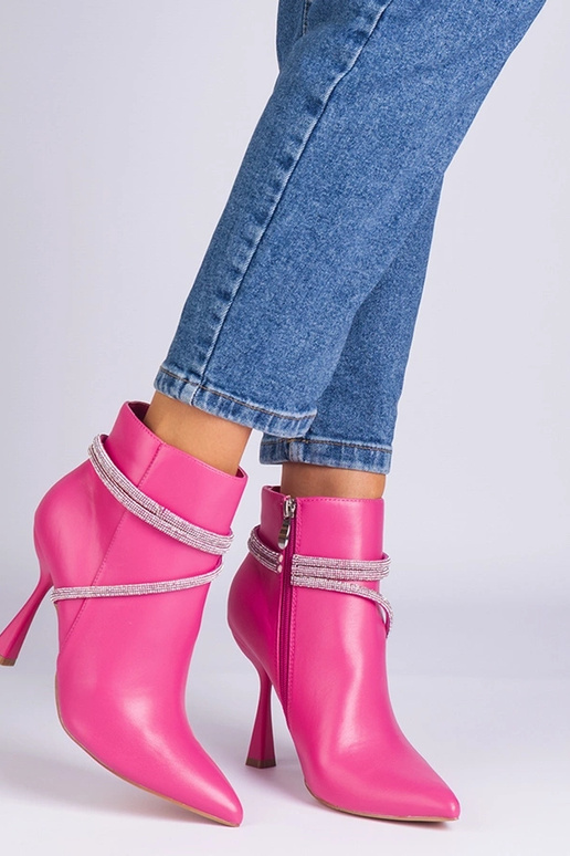 Rosa High Heel Stiefeletten mit...