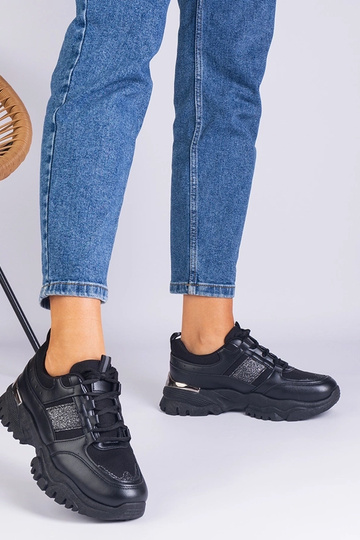 Baskets noires pour femmes décorées de paillettes Ariella 2
