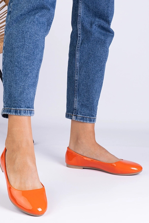 Ballerines en cuir verni orange Aurika