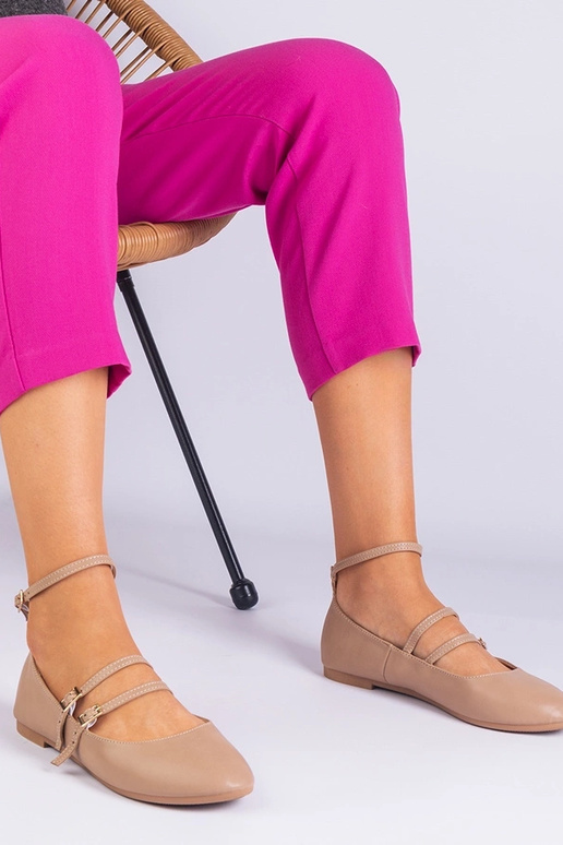 Beige Ballerinas aus Ökoleder mit...