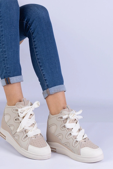 Beige Damen-Sneaker mit...