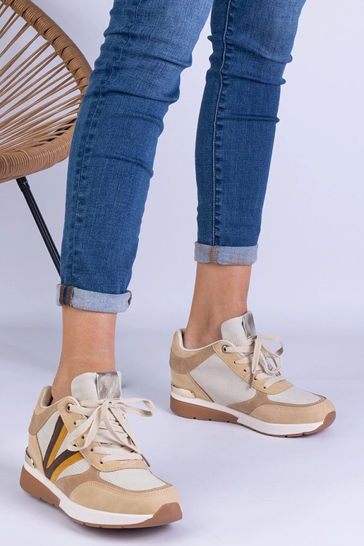 Brune damesneakers med skjult kile...