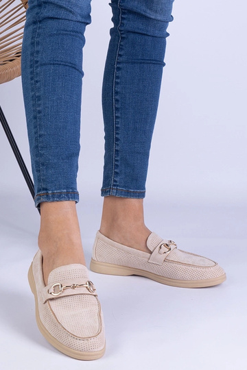 Zandkleurige kunstsuède... 2