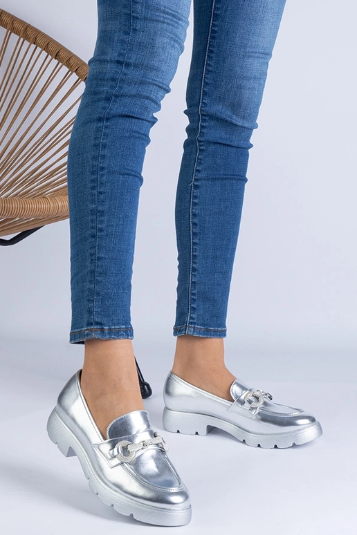 Demi-chaussures classiques argentées...