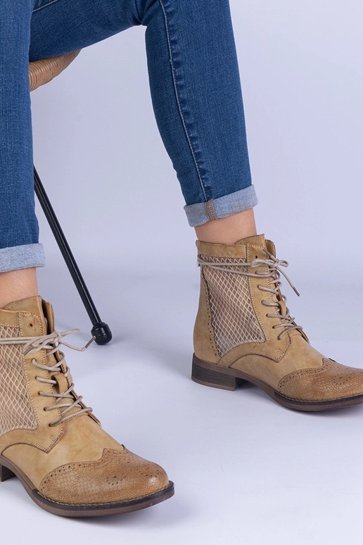 Gule gennembrudte flade ankelstøvler...