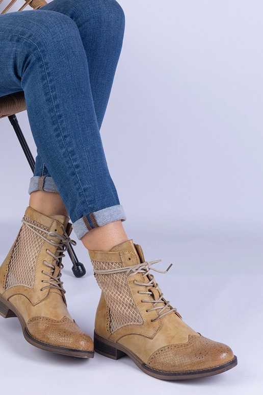 Bottines plates ajourées jaunes Reeves