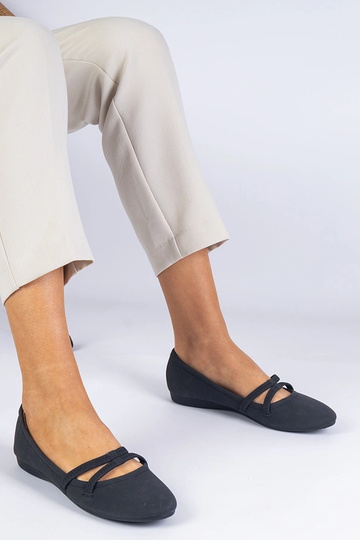 Ballerines noires pour femmes en cuir écologique mat Baronna 2