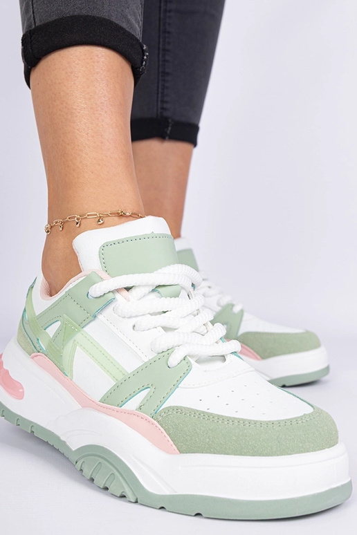 Luciana groene sneakers met dikke veters Luciana groene sneakers met dikke veters