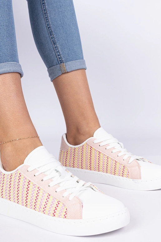 Bellisio roze dames sneakers van stof Bellisio roze dames sneakers van stof