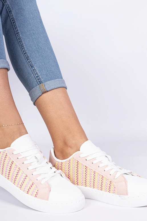 Bellisio roze dames sneakers van stof Bellisio roze dames sneakers van stof