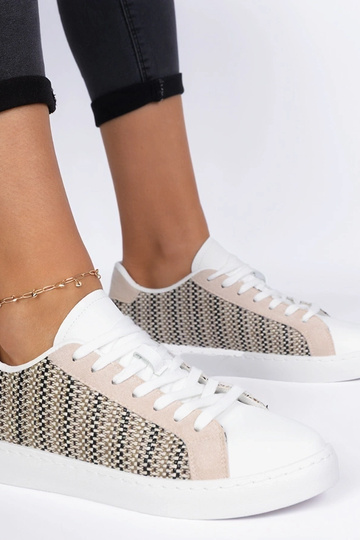 Sneakers beiges pour femmes en tissu Bellisio