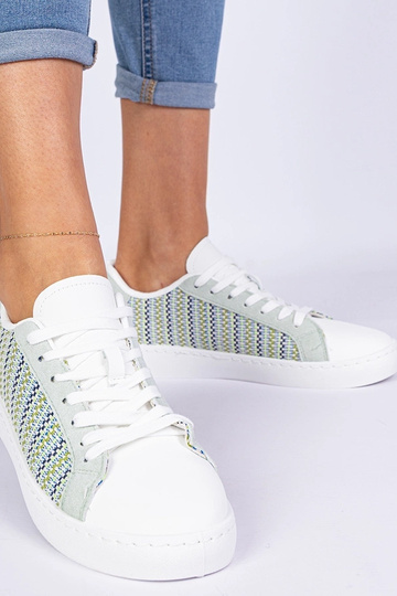 Bellisio groene dames sneakers van stof