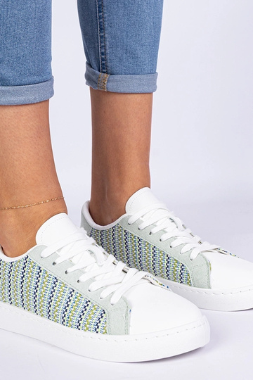 Sneakers verts pour femmes en tissu Bellisio 2