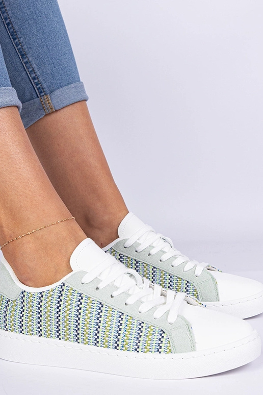 Bellisio groene dames sneakers van stof Bellisio groene dames sneakers van stof