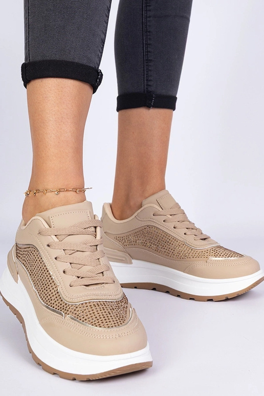 Sneakers bruns pour femmes ornées de... Sneakers bruns pour femmes ornées de...