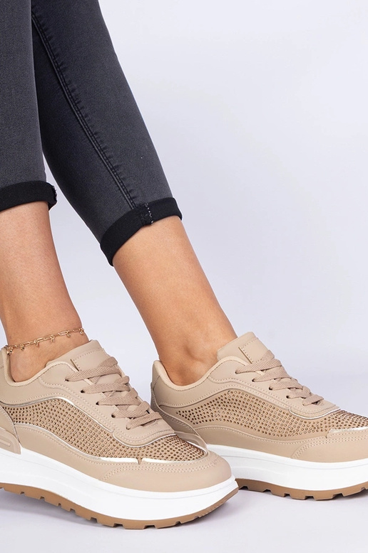 Sneakers bruns pour femmes ornées de... Sneakers bruns pour femmes ornées de...