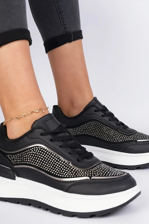 Fucco zwarte dames sneakers met...