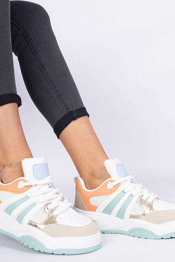 Orange Damen-Sneakers mit...