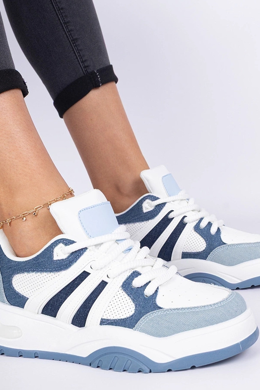 Bartella blauwe dames sneakers met...