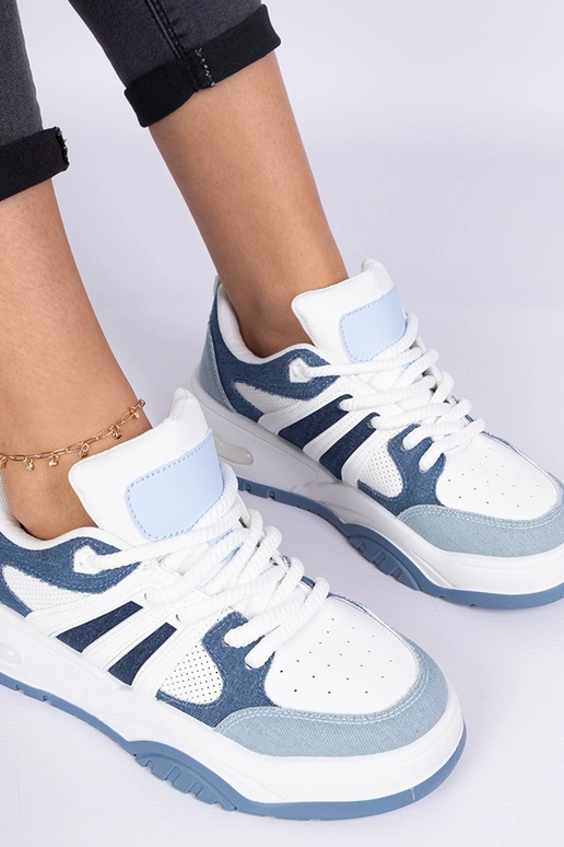 Bartella blauwe dames sneakers met...