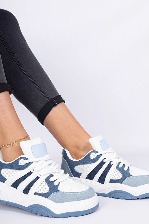 Bartella blauwe dames sneakers met...