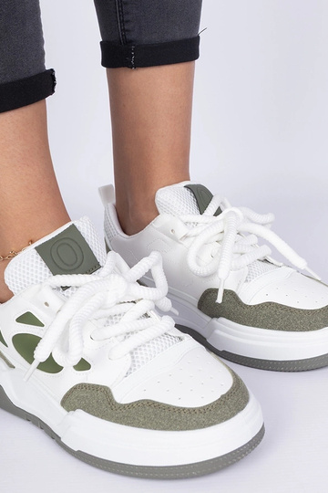 Sneakers vertes pour femmes avec des lacets massifs Alpacco