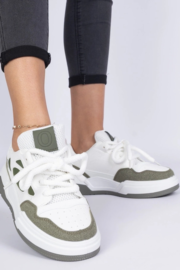 Alpacco groene dames sneakers met zware veters 2