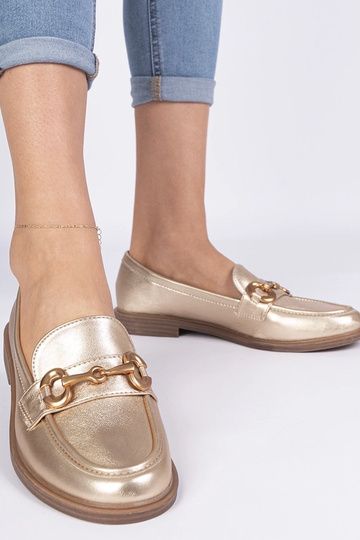 Gouden dames mocassins met gouden versiering Selanos