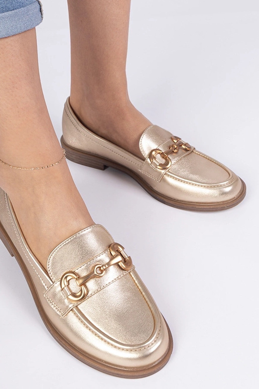 Gouden dames mocassins met gouden... Gouden dames mocassins met gouden...